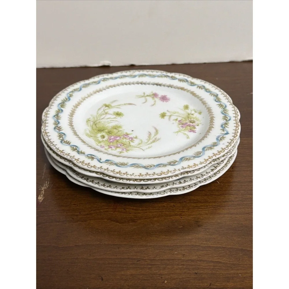 Vintage Imperial Crown China Austria Decorative Plates 6 Inch Floral Gold Trim 4